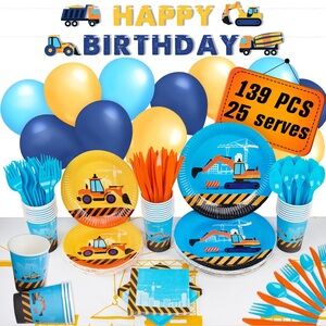 ✨BNWT - Construction Dump Truck Birthday Party Supplies Decorations - 139 PCS✨